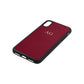 Personalised Wine Red Saffiano Leather iPhone Xs Case Side Angle