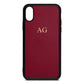 Personalised Wine Red Saffiano Leather iPhone Xs Case