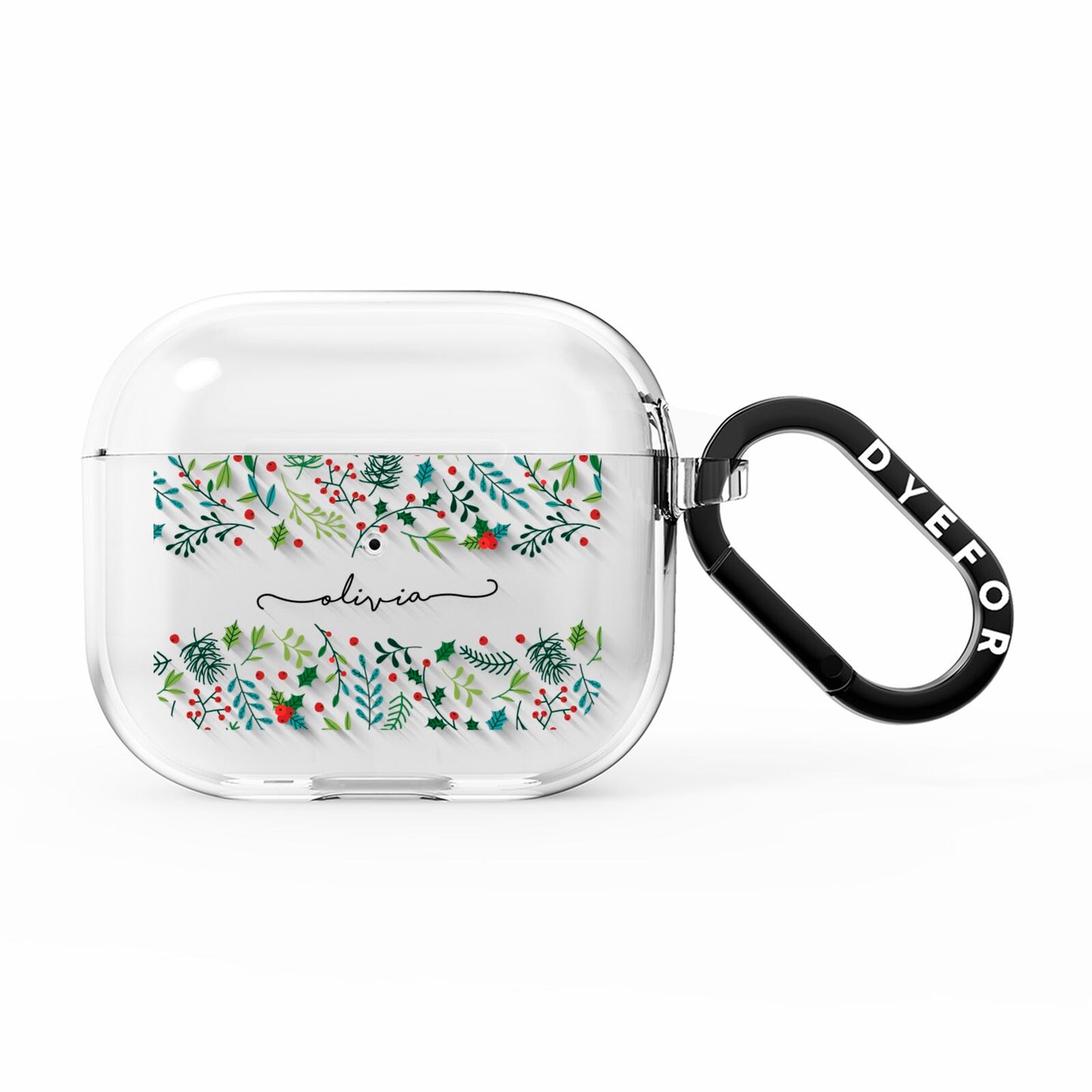 Personalised Winter Floral AirPods Clear Case 3rd Gen