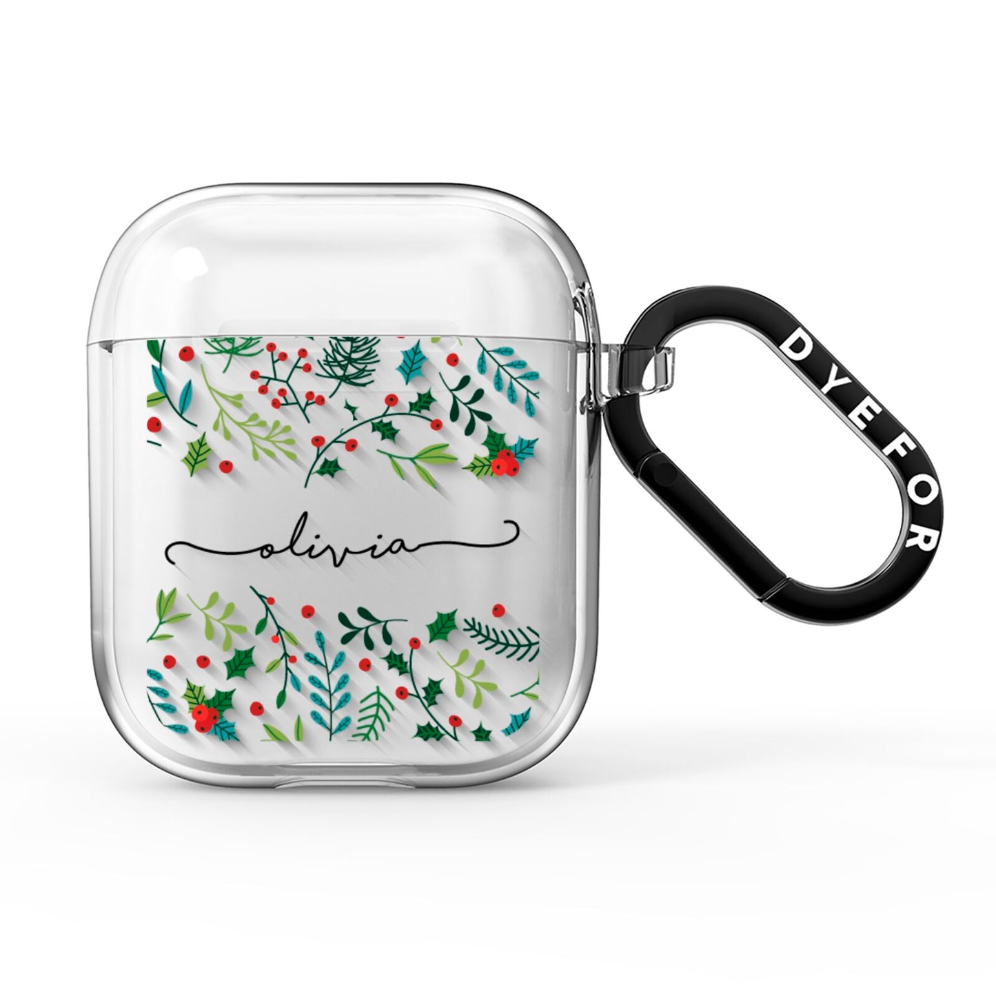 Personalised Winter Floral AirPods Clear Case