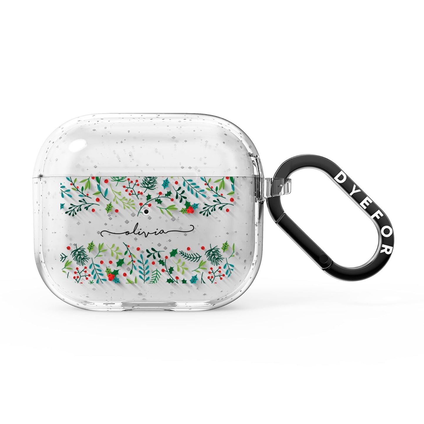 Personalised Winter Floral AirPods Glitter Case 3rd Gen
