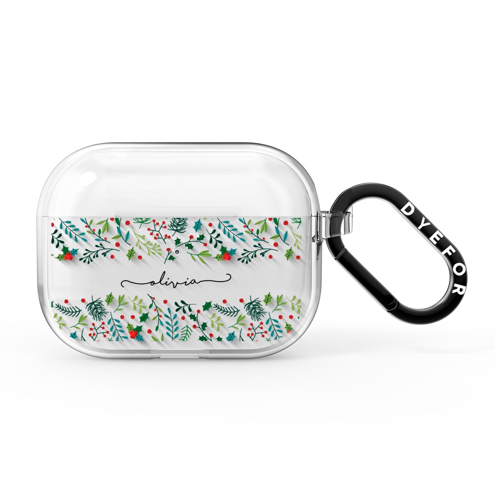 Personalised Winter Floral AirPods Pro Clear Case