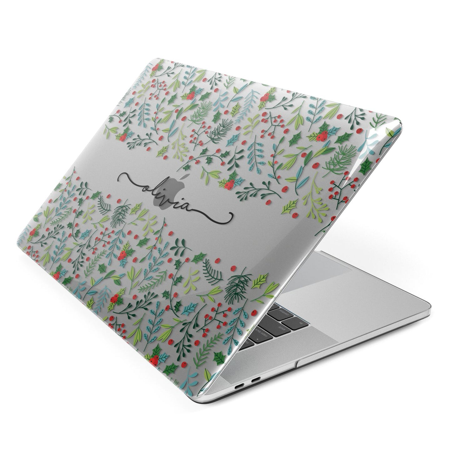 Personalised Winter Floral Apple MacBook Case Side View