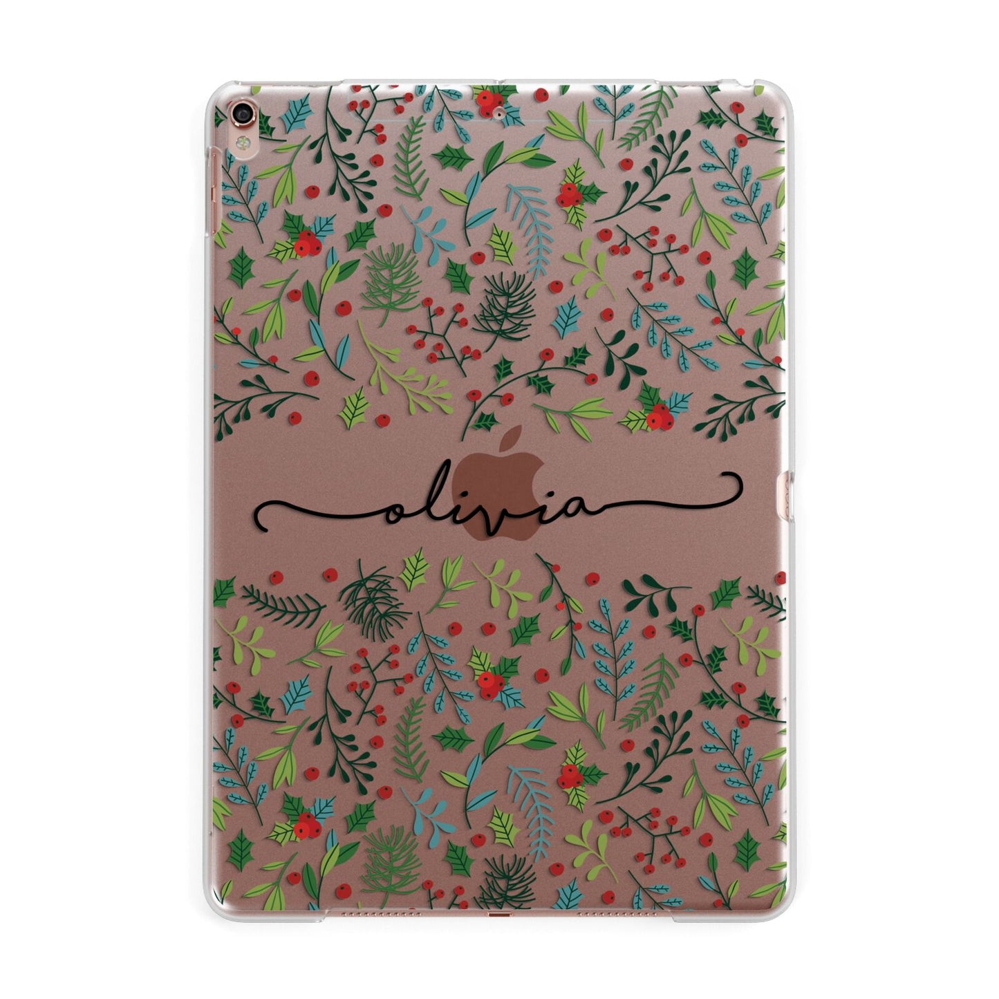 Personalised Winter Floral Apple iPad Rose Gold Case