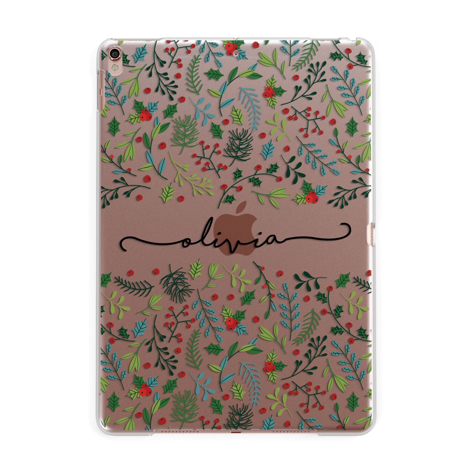 Personalised Winter Floral Apple iPad Rose Gold Case