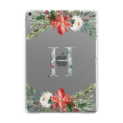 Personalised Winter Monogram Clear Floral Apple iPad Silver Case