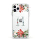 Personalised Winter Monogram Clear Floral Apple iPhone 11 Pro in Silver with White Impact Case