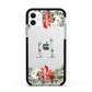 Personalised Winter Monogram Clear Floral Apple iPhone 11 in White with Black Impact Case