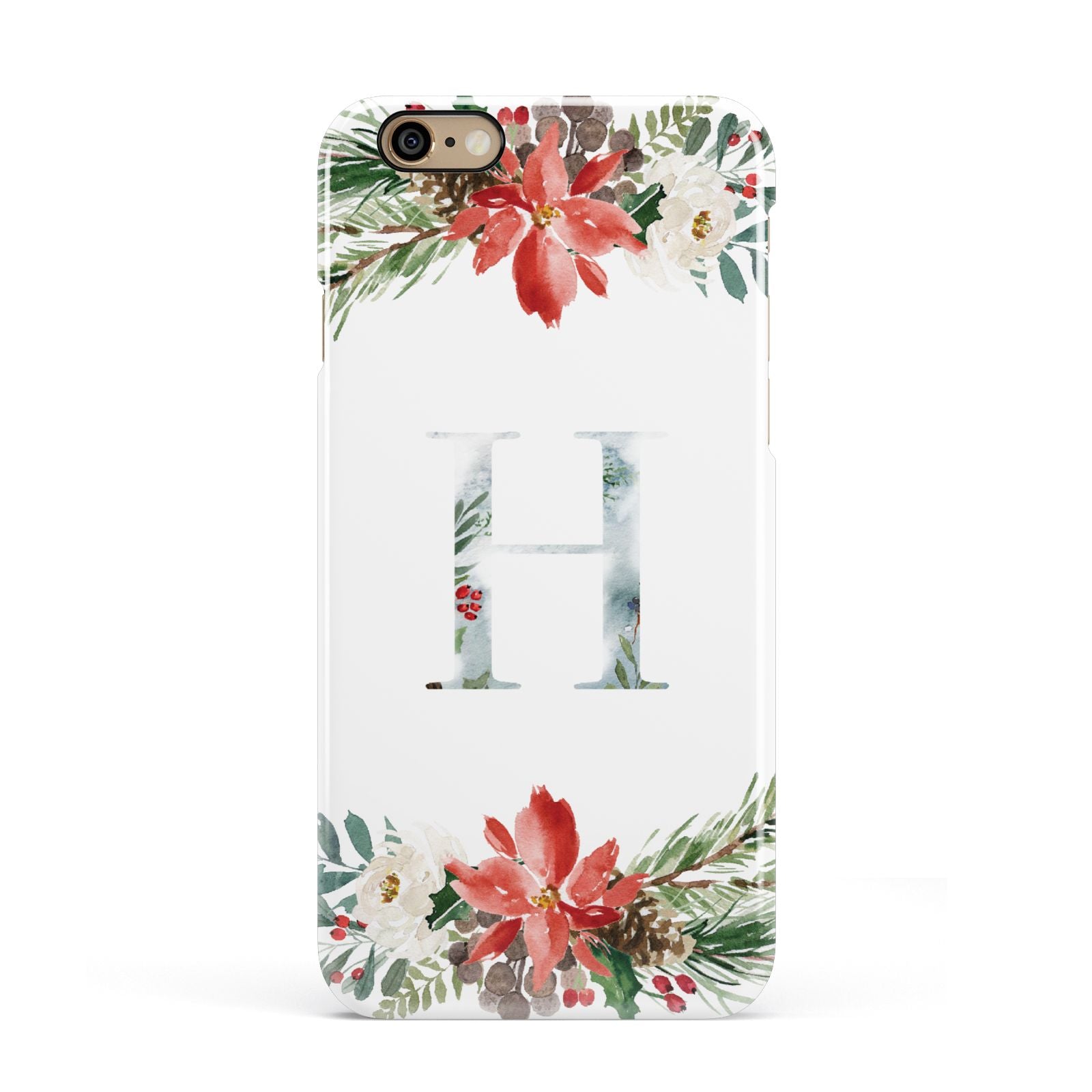Personalised Winter Monogram Clear Floral Apple iPhone 6 3D Snap Case