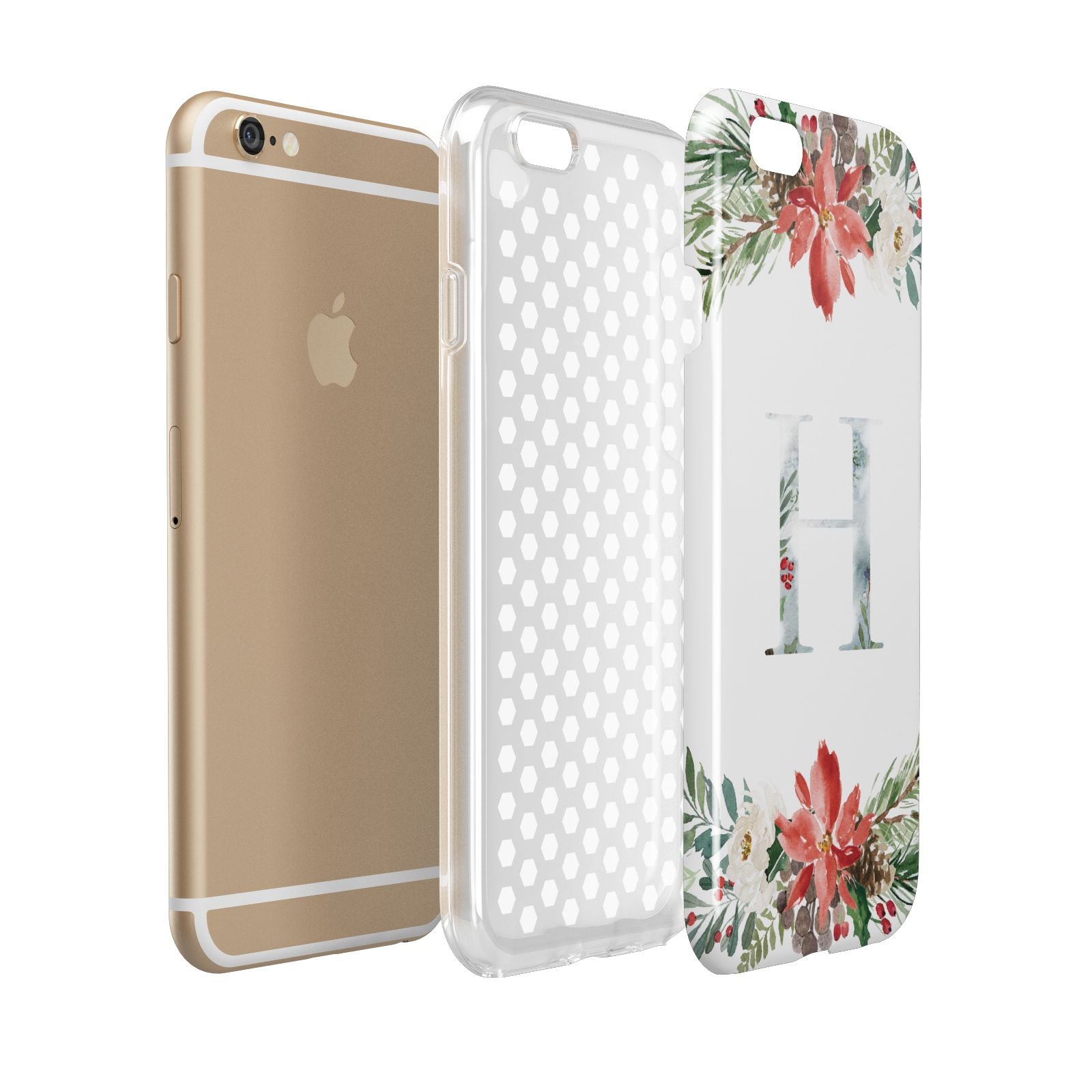 Personalised Winter Monogram Clear Floral Apple iPhone 6 3D Tough Case Expanded view