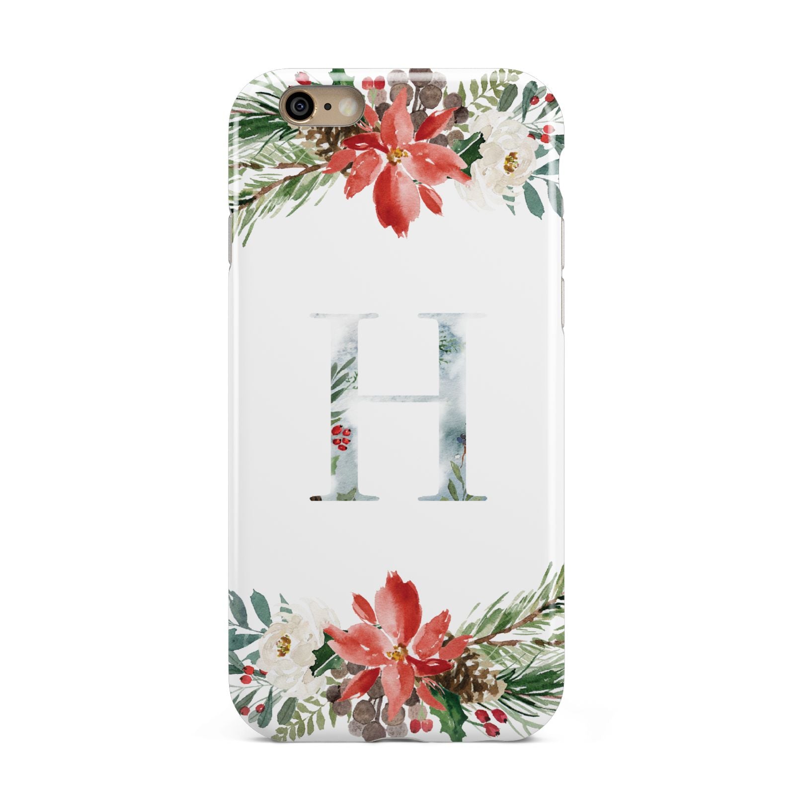 Personalised Winter Monogram Clear Floral Apple iPhone 6 3D Tough Case