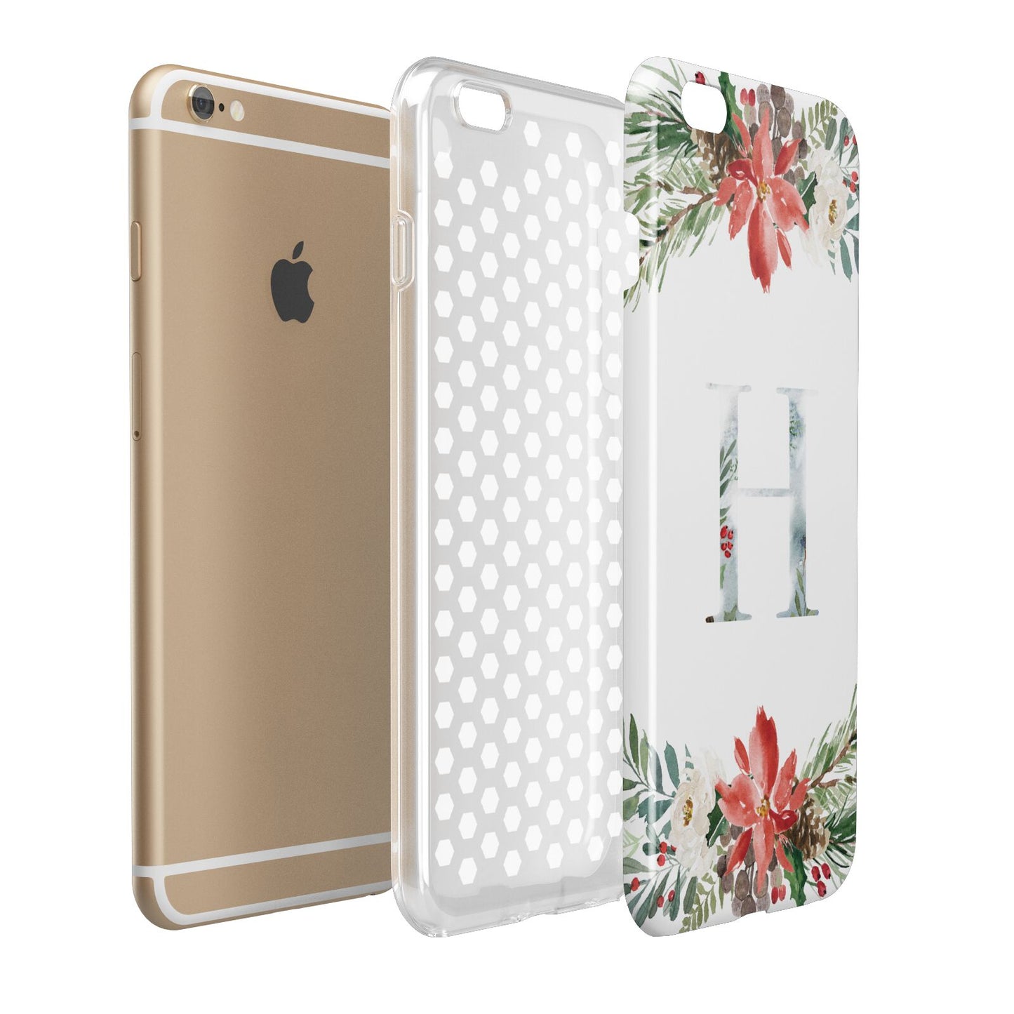 Personalised Winter Monogram Clear Floral Apple iPhone 6 Plus 3D Tough Case Expand Detail Image