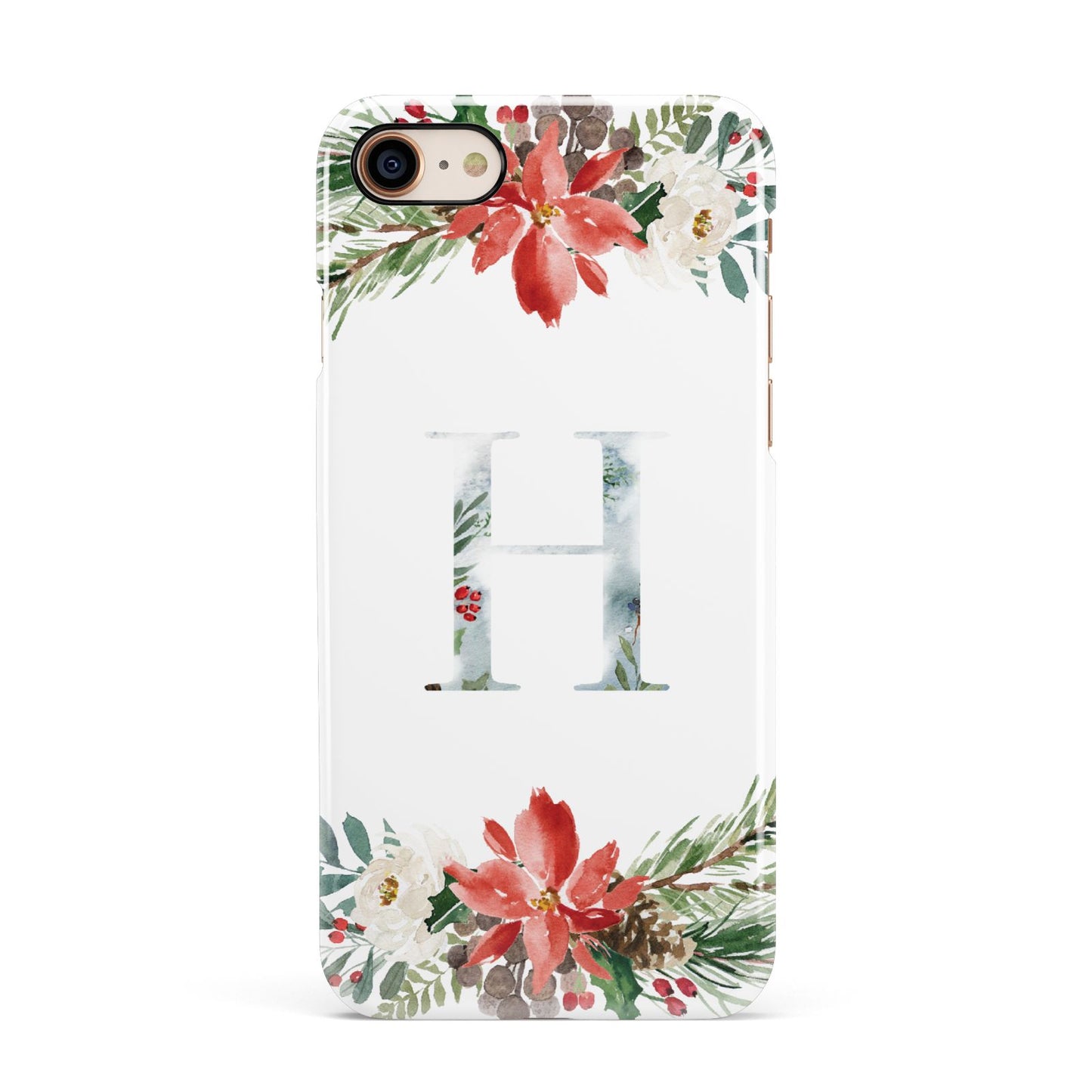 Personalised Winter Monogram Clear Floral Apple iPhone 7 8 3D Snap Case