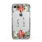 Personalised Winter Monogram Clear Floral Apple iPhone XR Impact Case Black Edge on Silver Phone