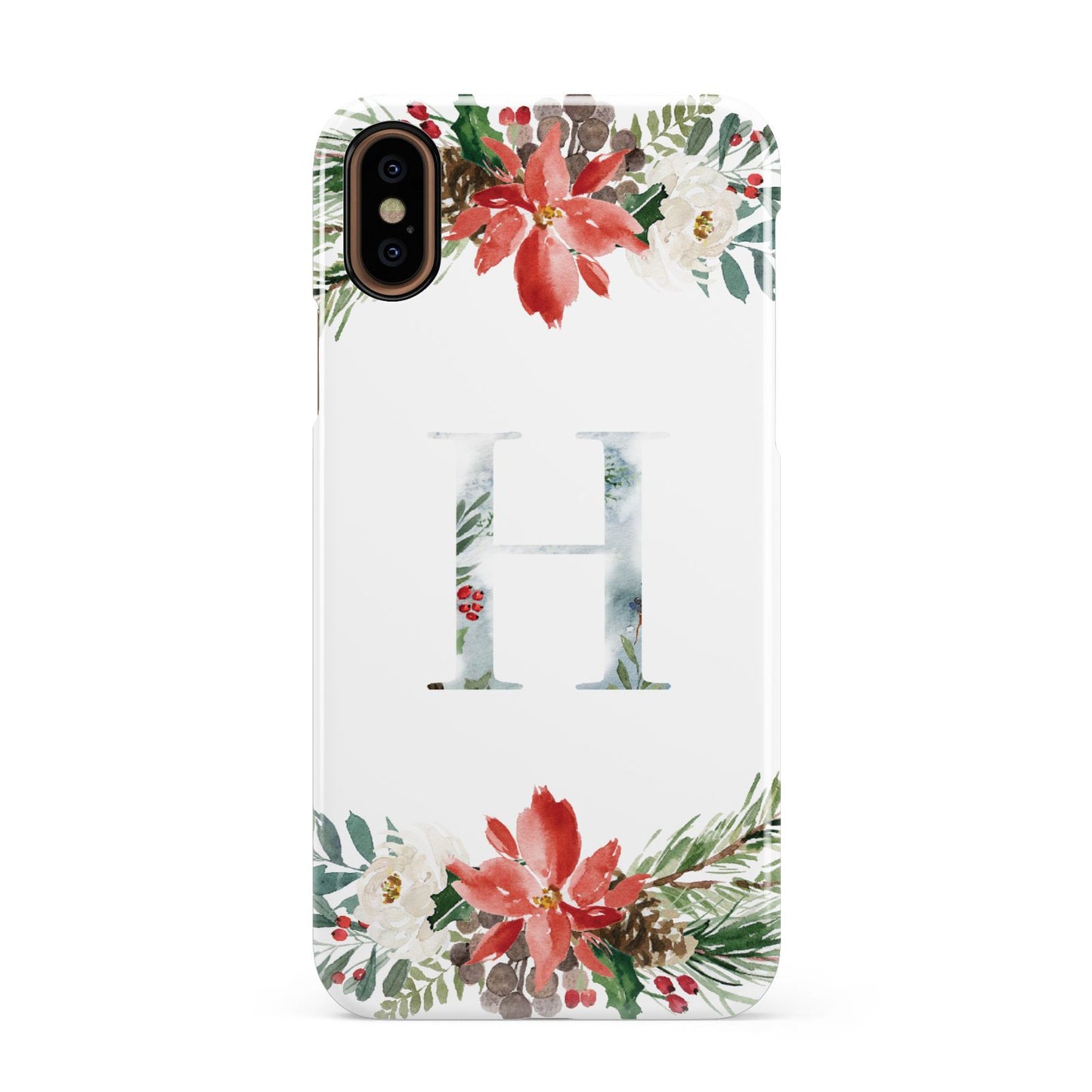 Personalised Winter Monogram Clear Floral Apple iPhone XS 3D Snap Case