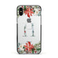 Personalised Winter Monogram Clear Floral Apple iPhone Xs Impact Case Black Edge on Silver Phone