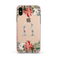 Personalised Winter Monogram Clear Floral Apple iPhone Xs Impact Case Pink Edge on Gold Phone