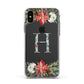 Personalised Winter Monogram Clear Floral Apple iPhone Xs Impact Case White Edge on Black Phone