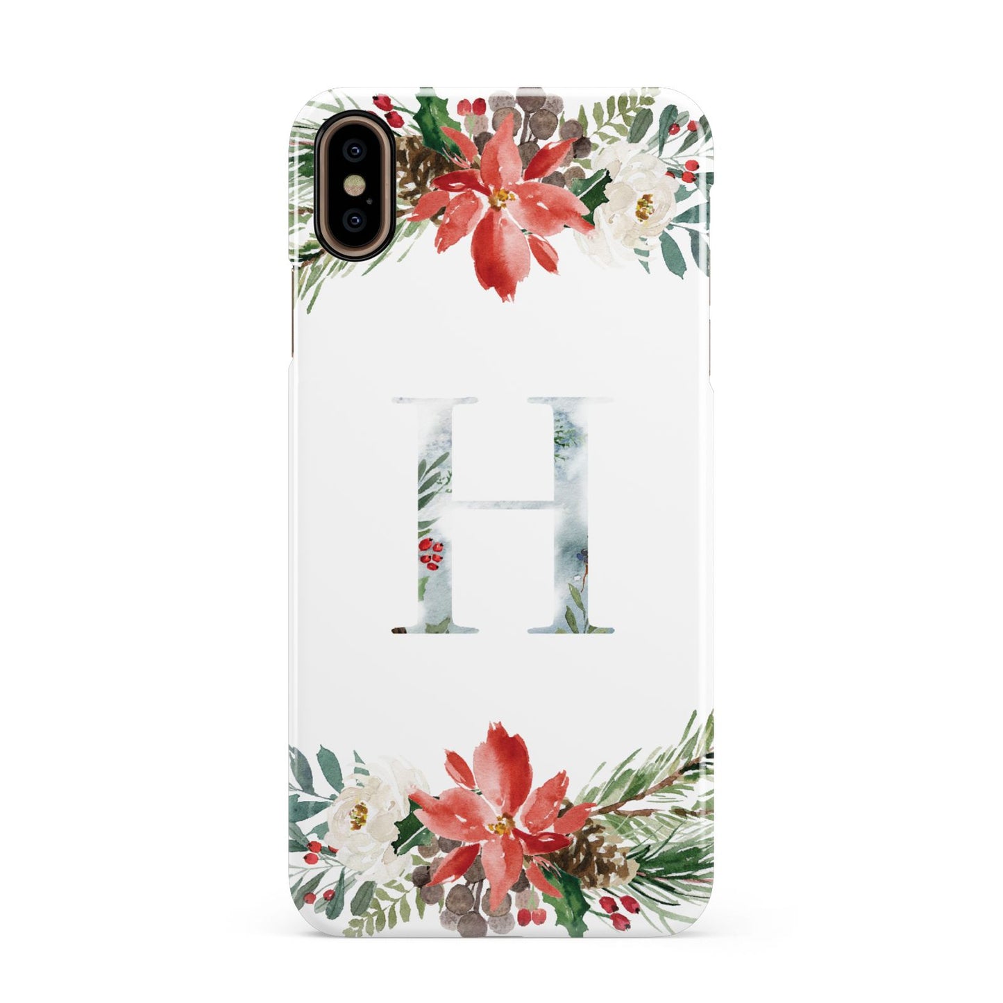 Personalised Winter Monogram Clear Floral Apple iPhone Xs Max 3D Snap Case