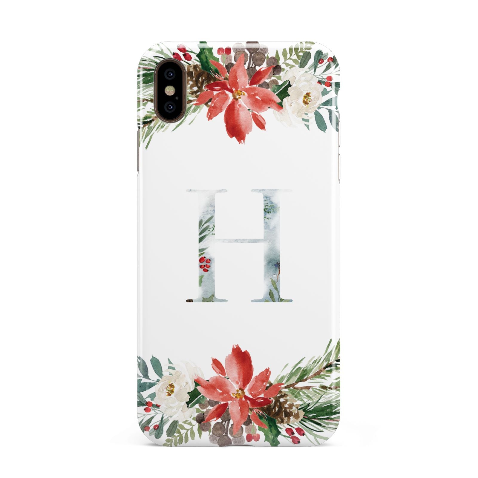 Personalised Winter Monogram Clear Floral Apple iPhone Xs Max 3D Tough Case