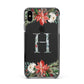 Personalised Winter Monogram Clear Floral Apple iPhone Xs Max Impact Case Black Edge on Black Phone