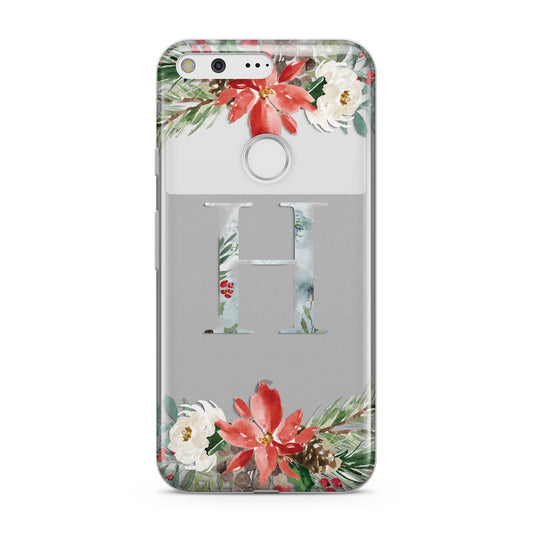 Personalised Winter Monogram Clear Floral Google Pixel Case