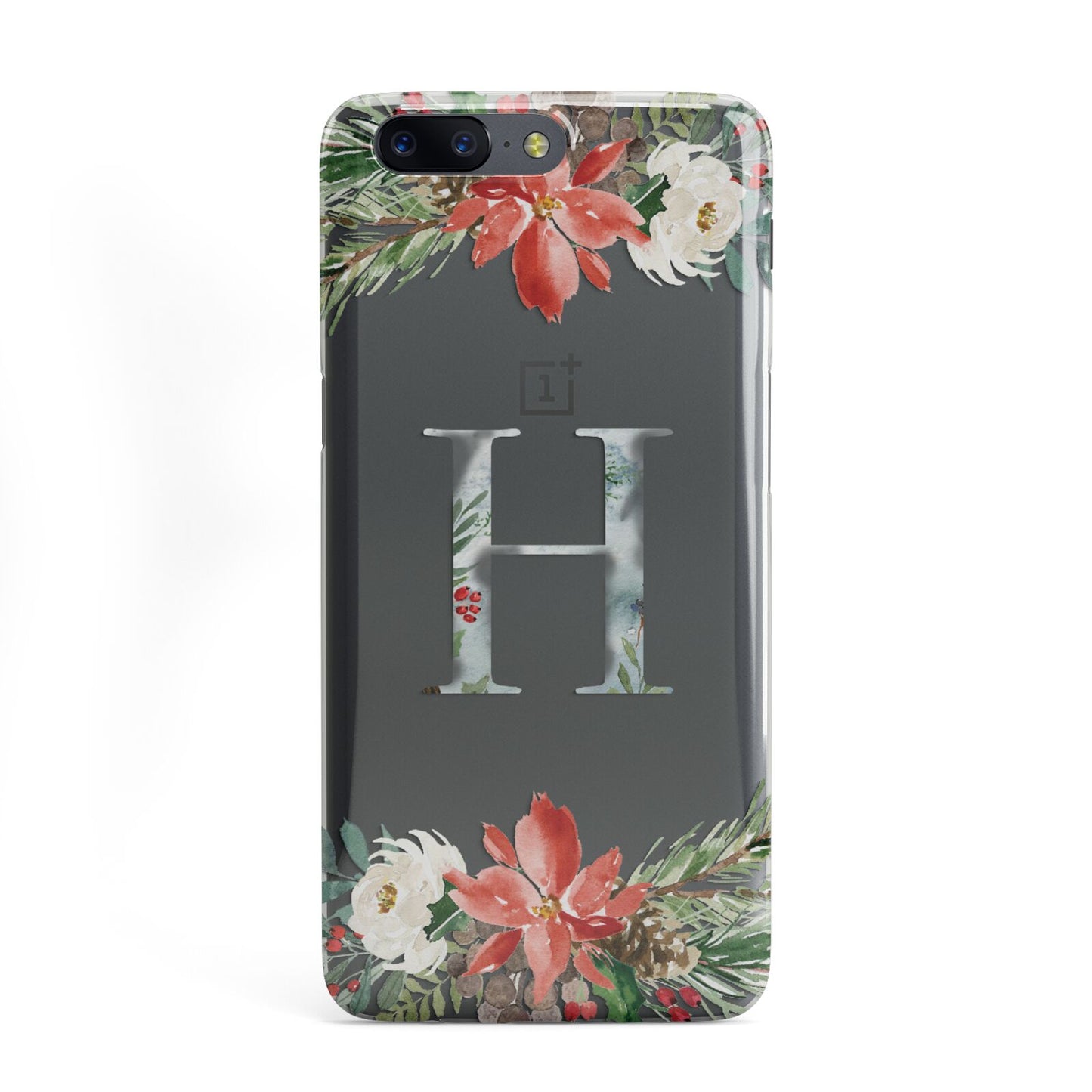Personalised Winter Monogram Clear Floral OnePlus Case