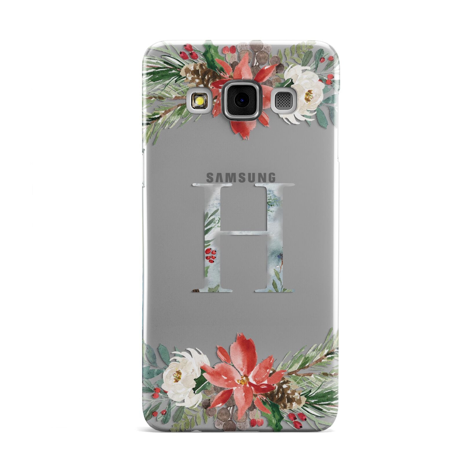 Personalised Winter Monogram Clear Floral Samsung Galaxy A3 Case