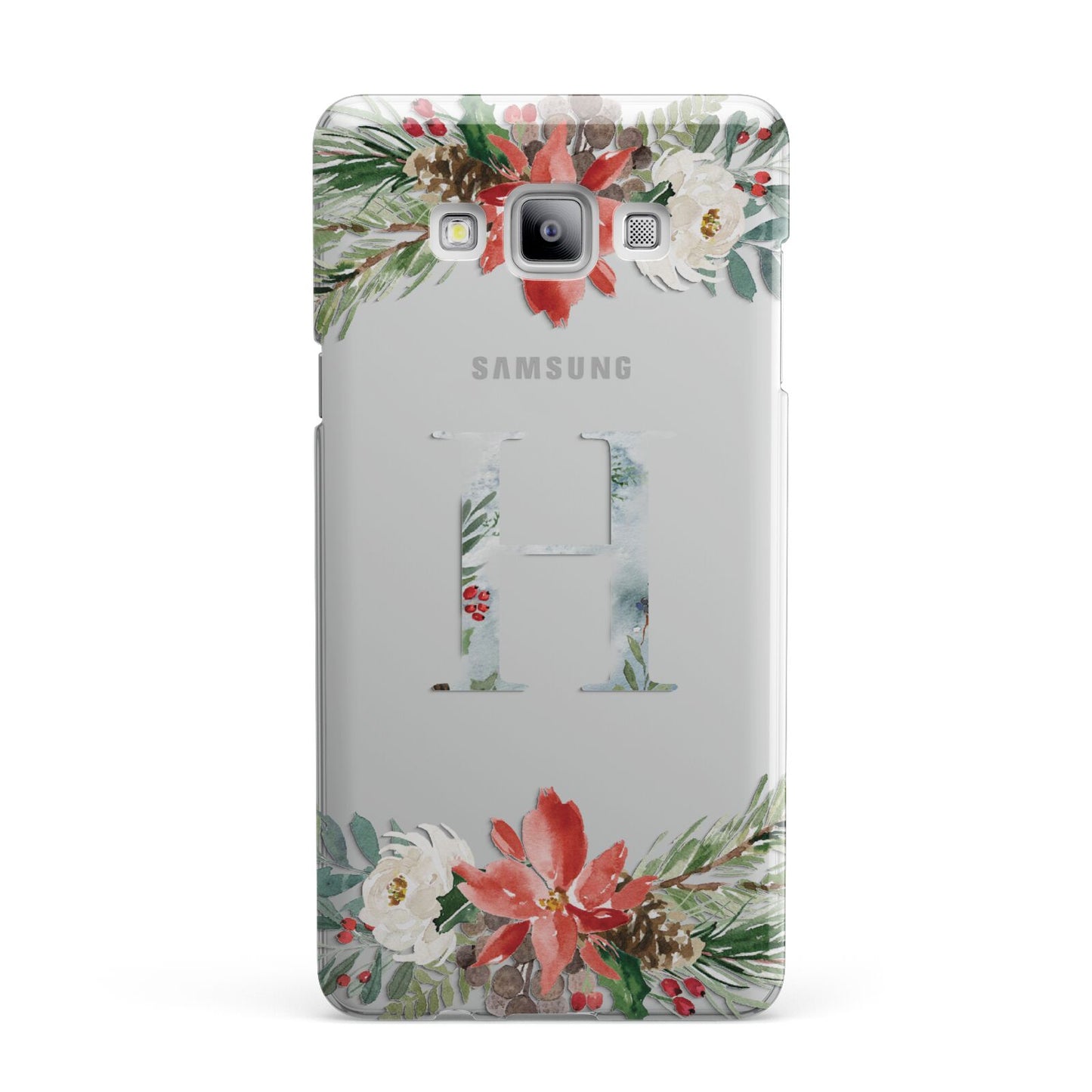 Personalised Winter Monogram Clear Floral Samsung Galaxy A7 2015 Case