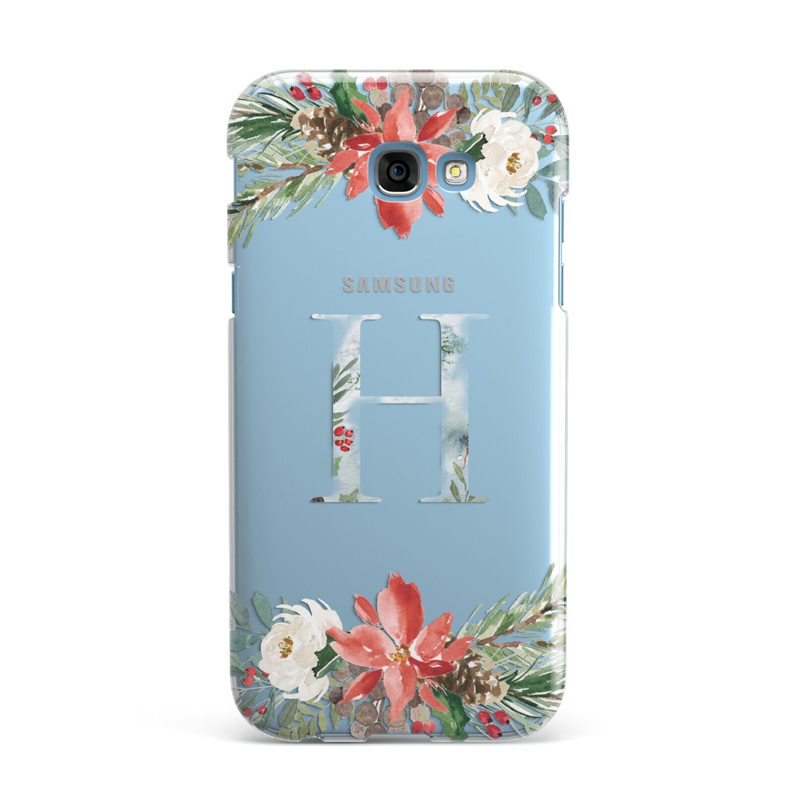 Personalised Winter Monogram Clear Floral Samsung Galaxy A7 2017 Case