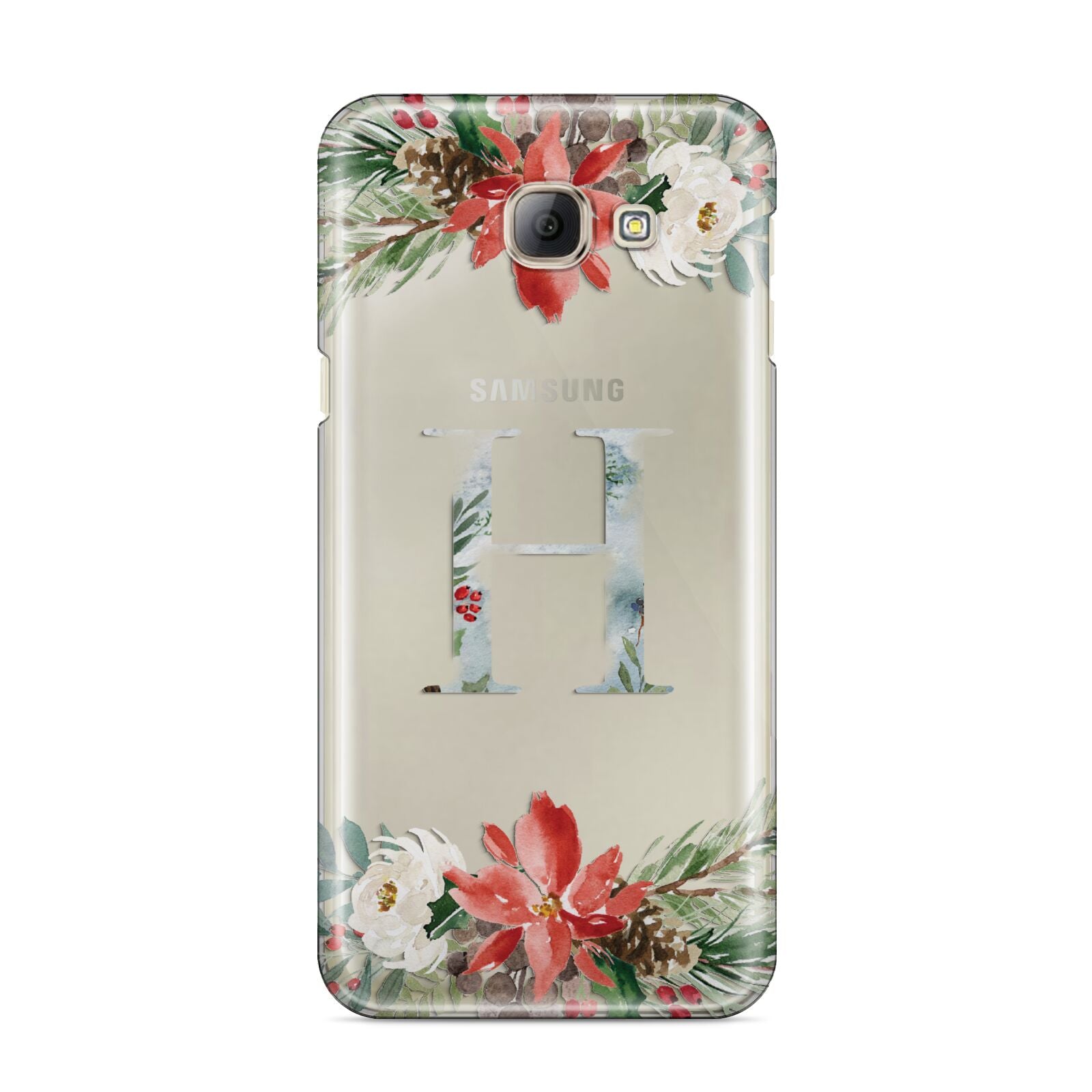 Personalised Winter Monogram Clear Floral Samsung Galaxy A8 2016 Case