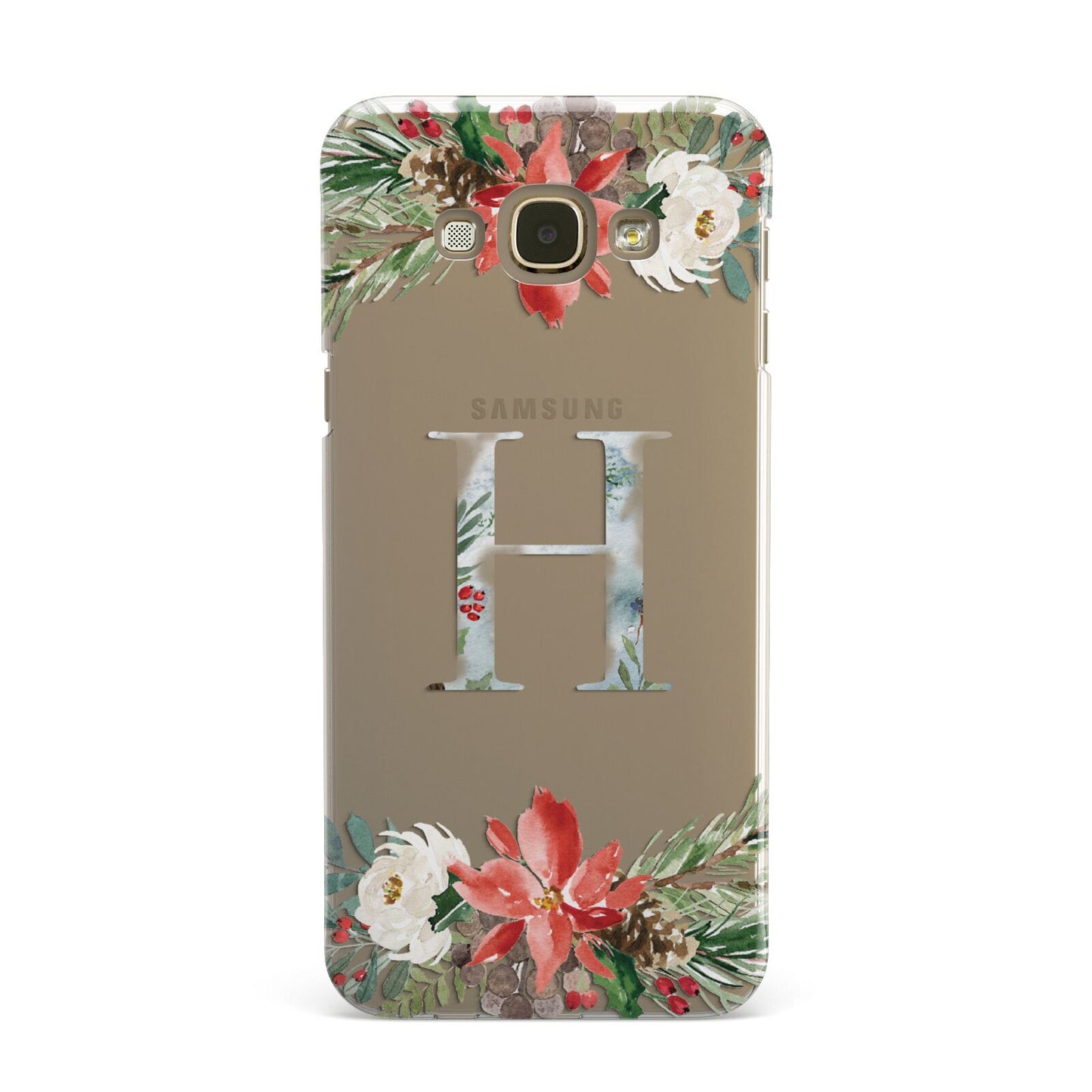 Personalised Winter Monogram Clear Floral Samsung Galaxy A8 Case