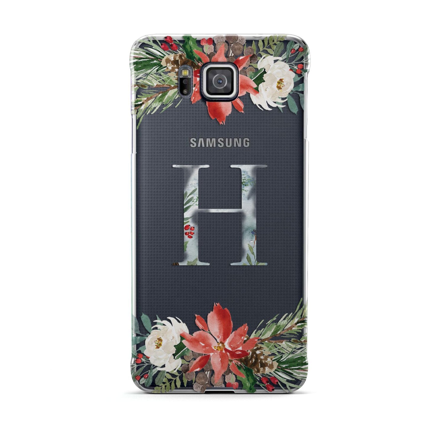 Personalised Winter Monogram Clear Floral Samsung Galaxy Alpha Case