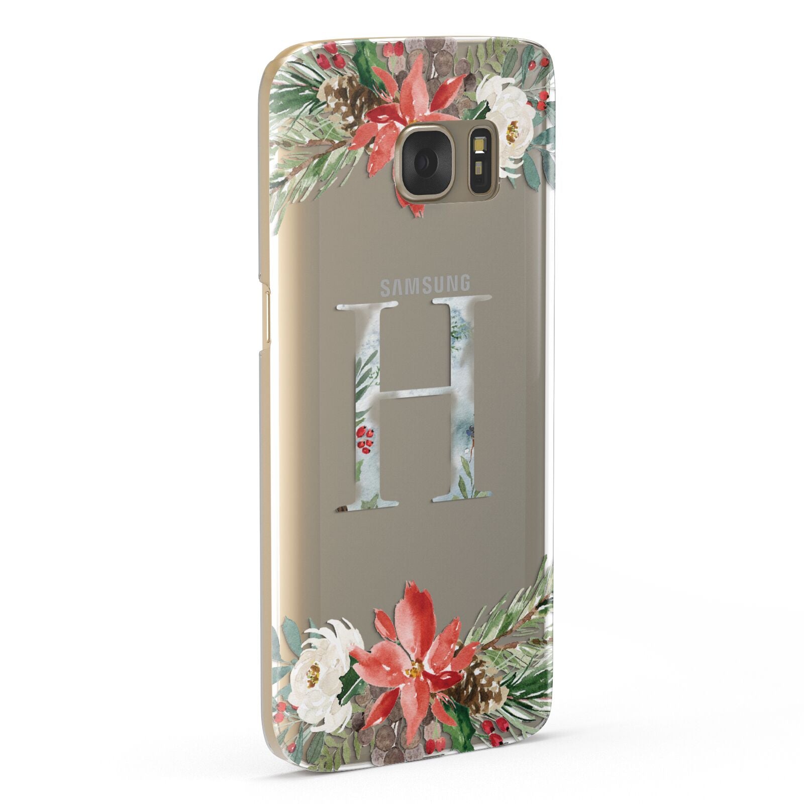 Personalised Winter Monogram Clear Floral Samsung Galaxy Case Fourty Five Degrees