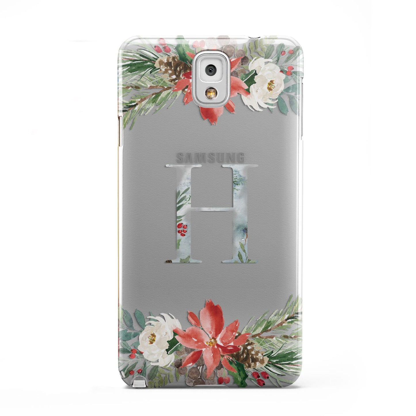 Personalised Winter Monogram Clear Floral Samsung Galaxy Note 3 Case