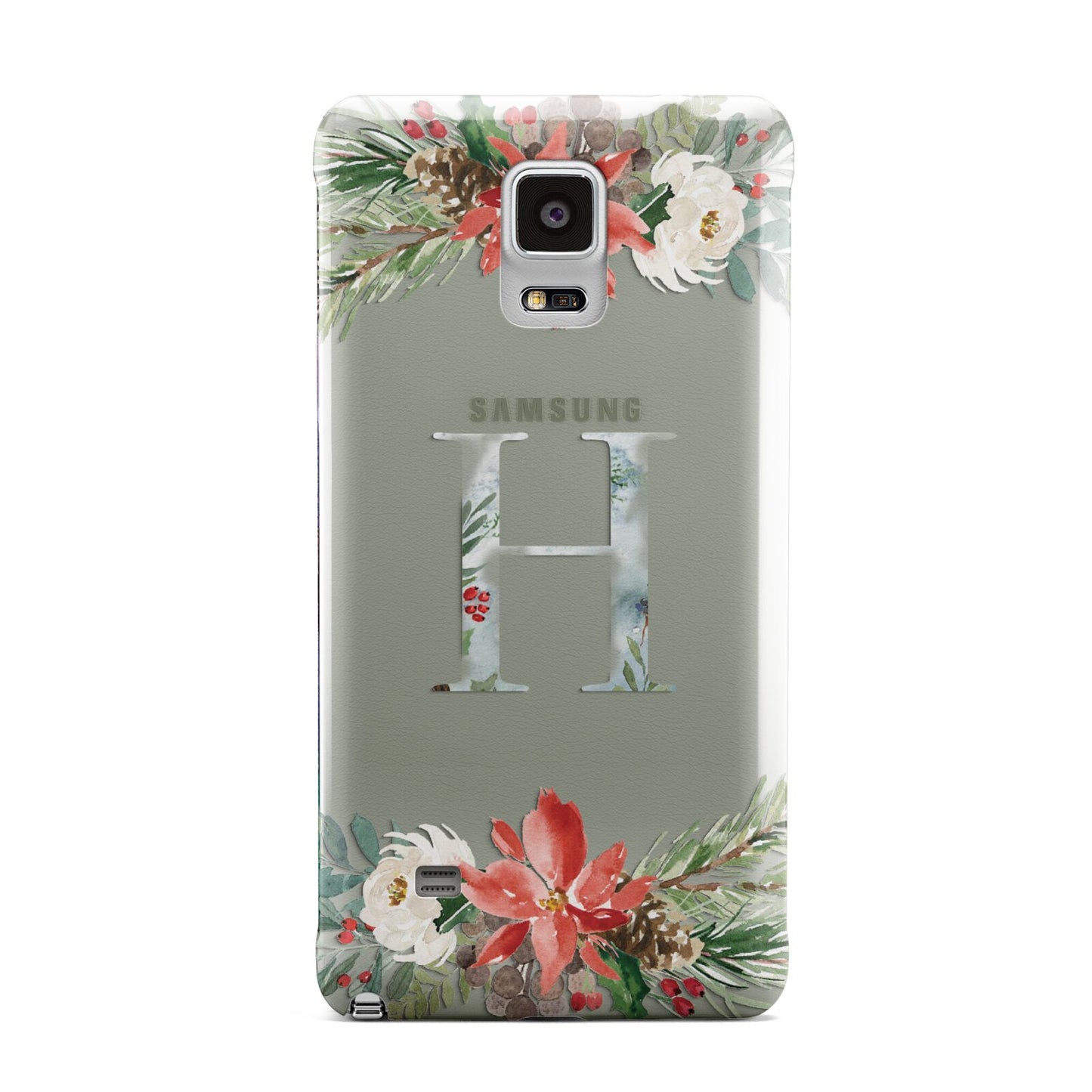 Personalised Winter Monogram Clear Floral Samsung Galaxy Note 4 Case