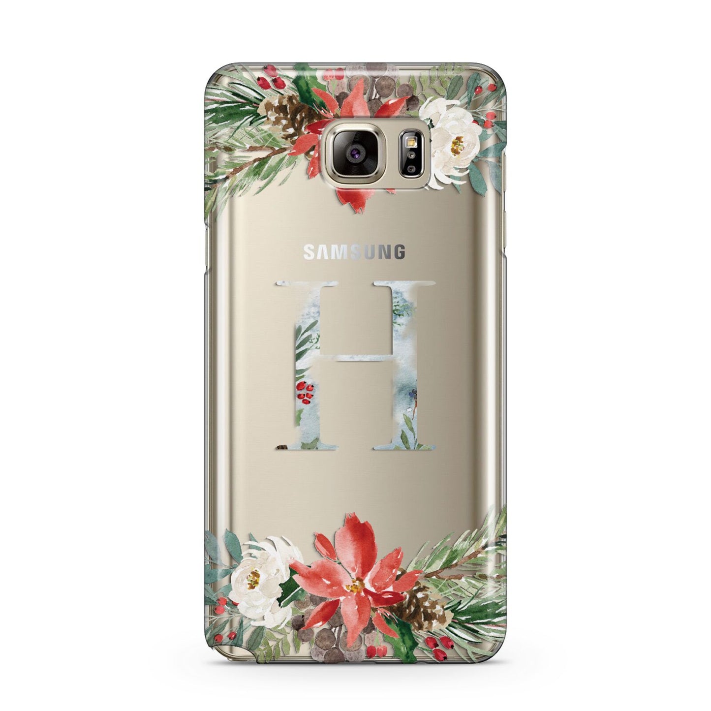 Personalised Winter Monogram Clear Floral Samsung Galaxy Note 5 Case
