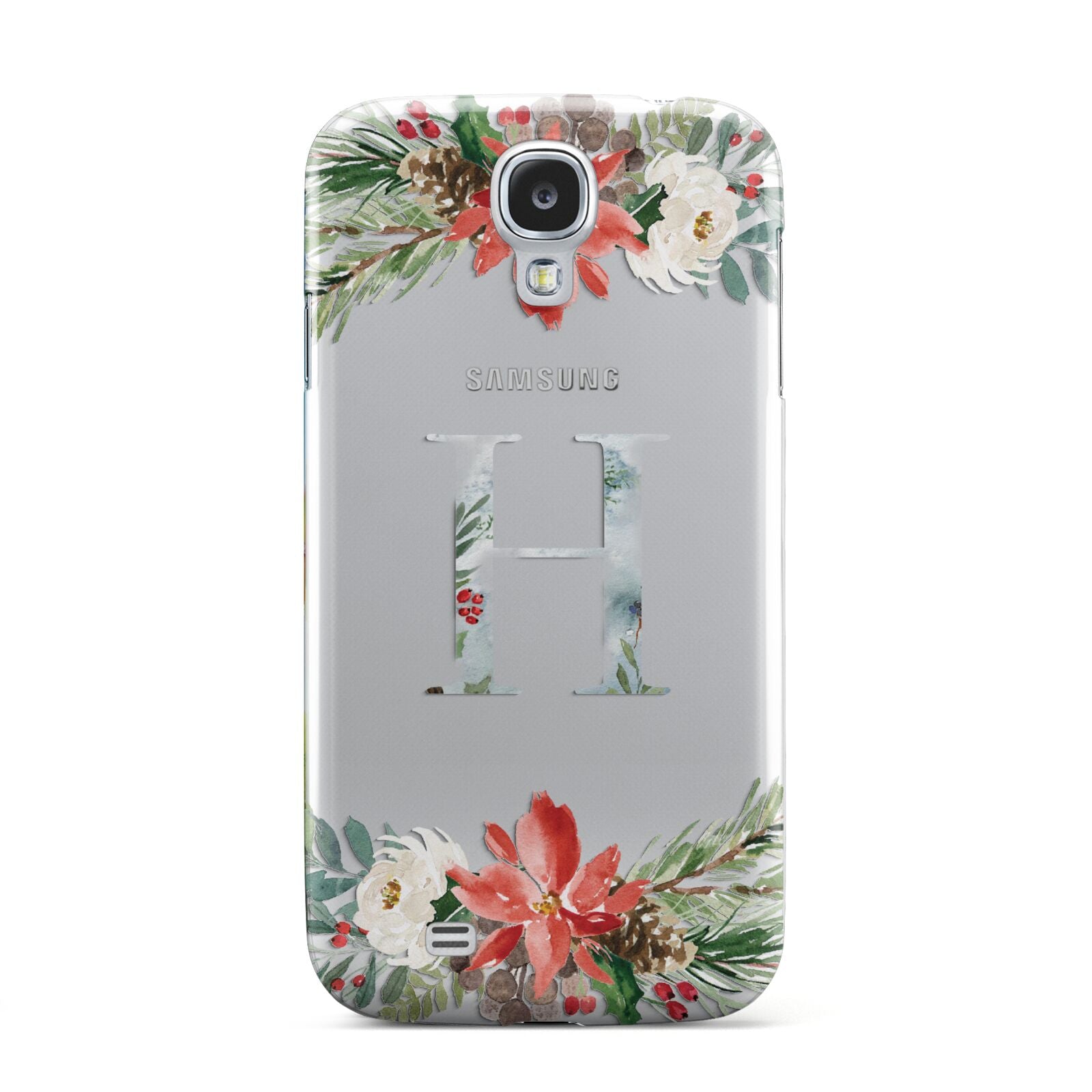 Personalised Winter Monogram Clear Floral Samsung Galaxy S4 Case