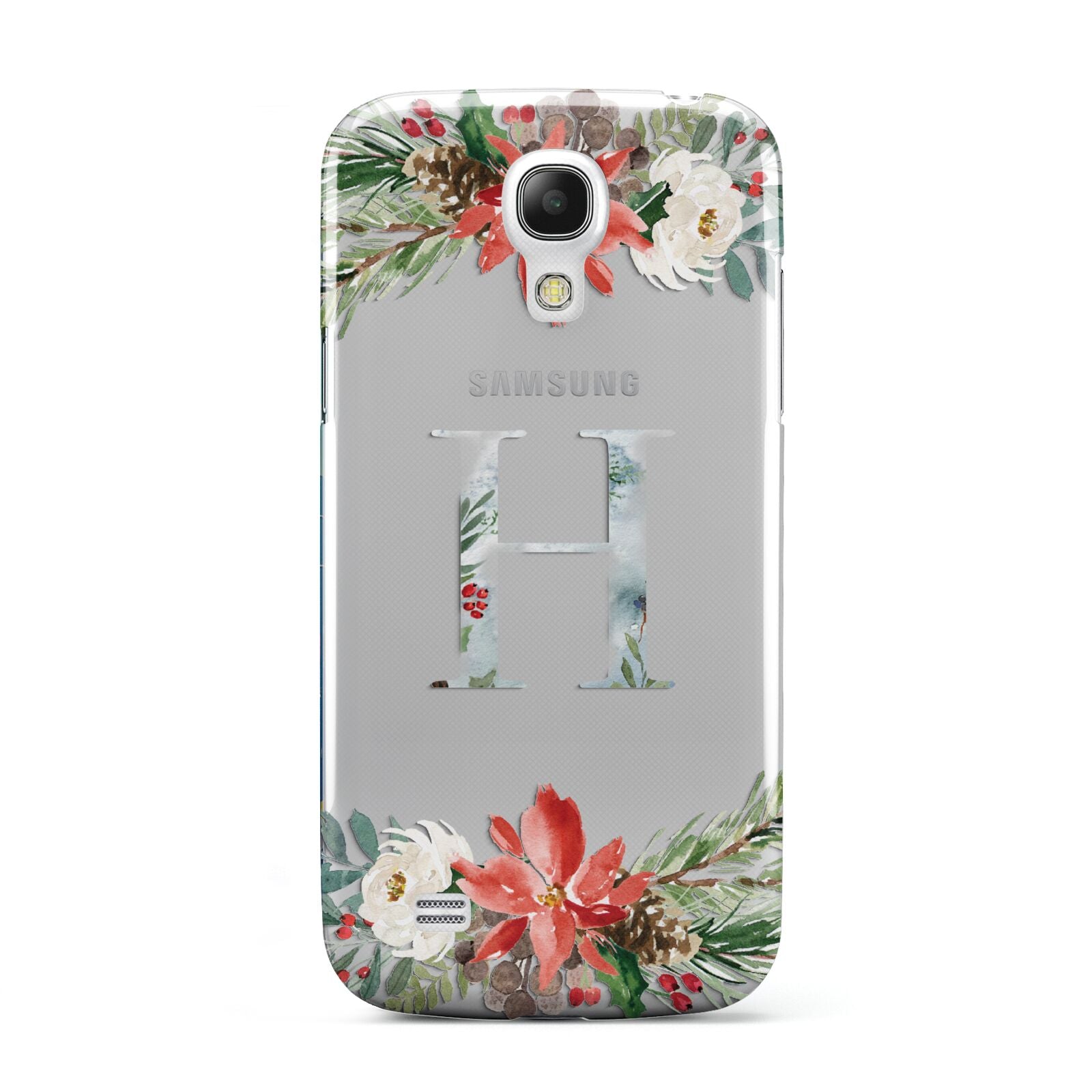 Personalised Winter Monogram Clear Floral Samsung Galaxy S4 Mini Case
