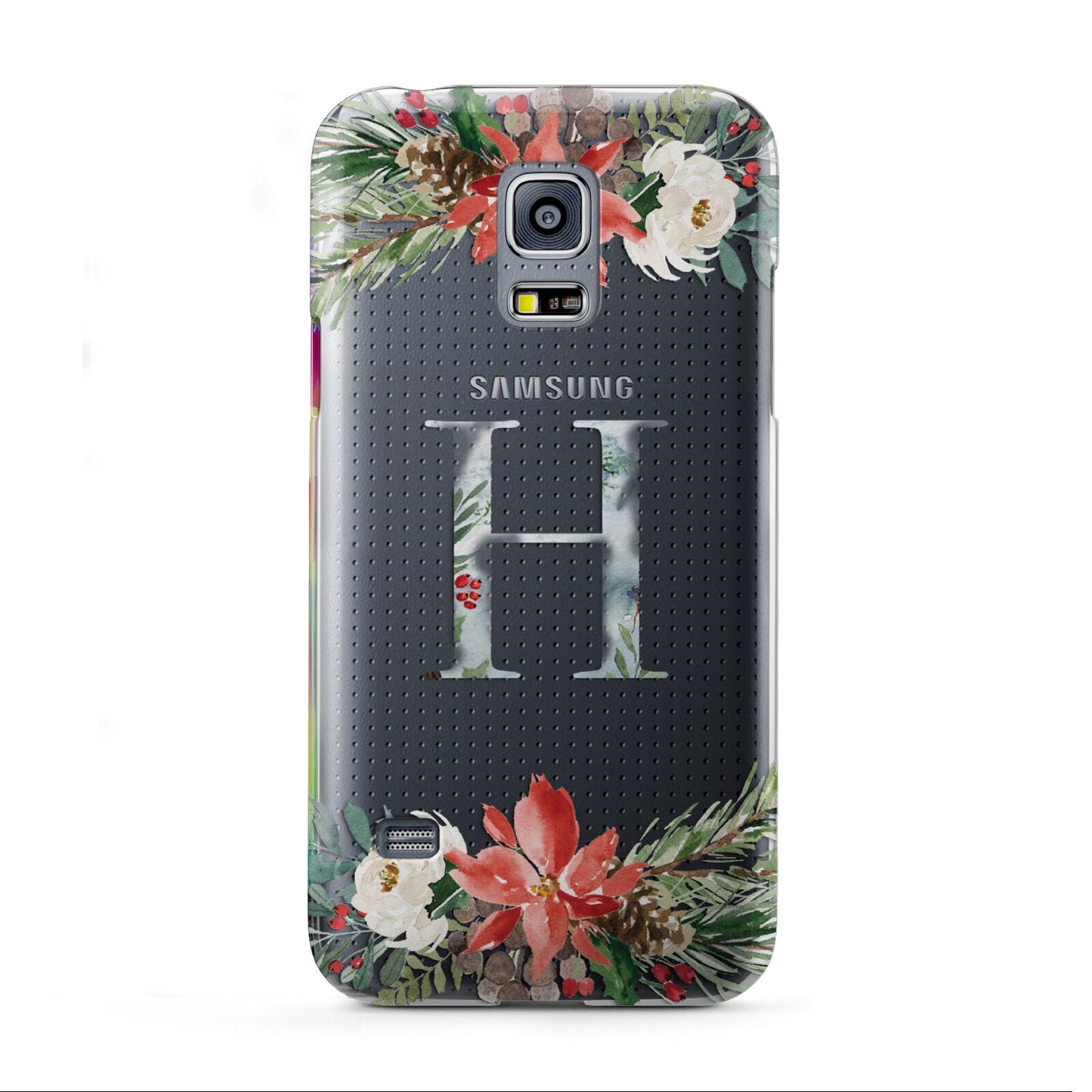 Personalised Winter Monogram Clear Floral Samsung Galaxy S5 Mini Case