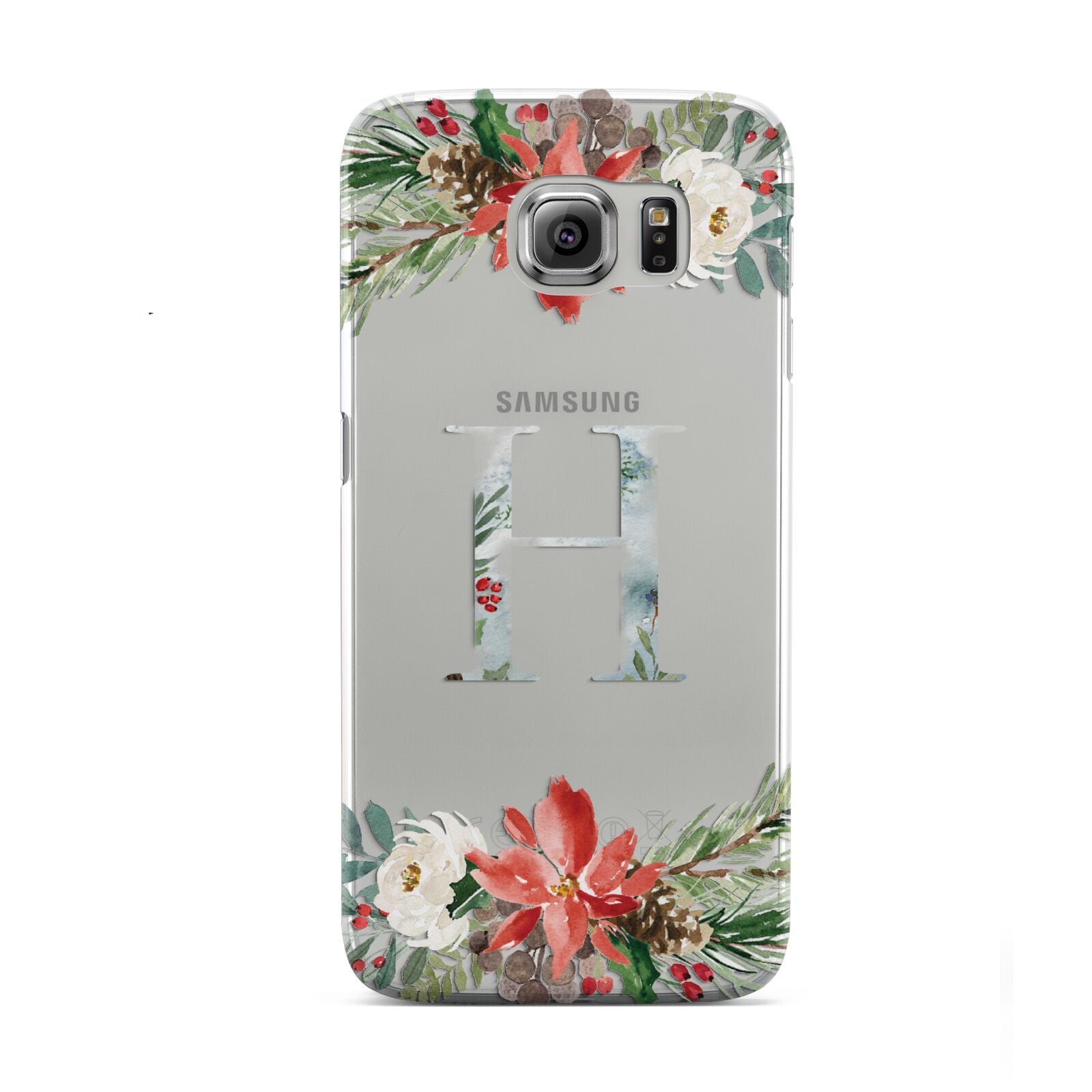 Personalised Winter Monogram Clear Floral Samsung Galaxy S6 Case