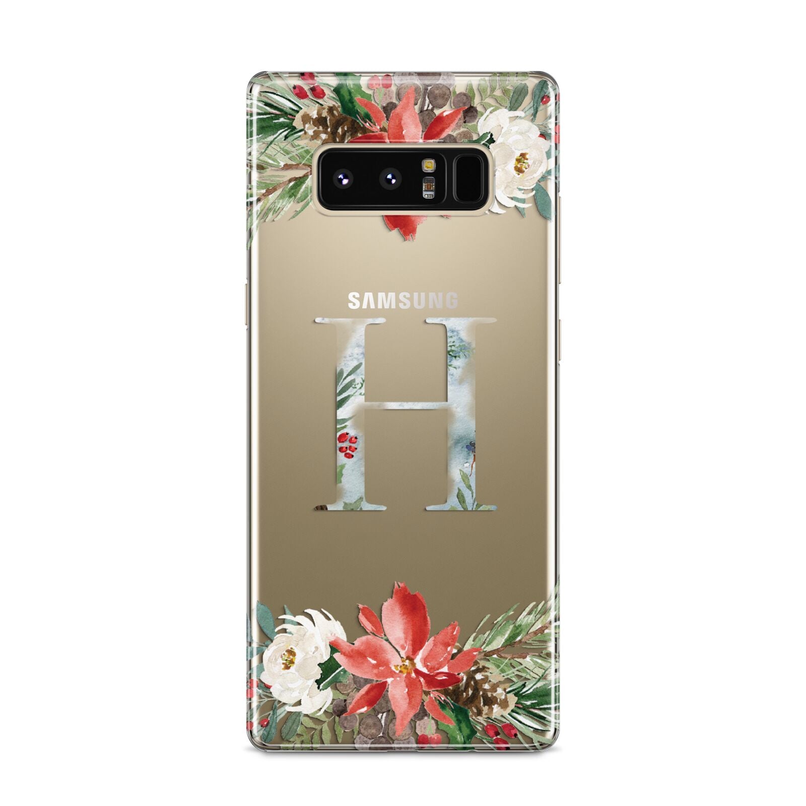 Personalised Winter Monogram Clear Floral Samsung Galaxy S8 Case