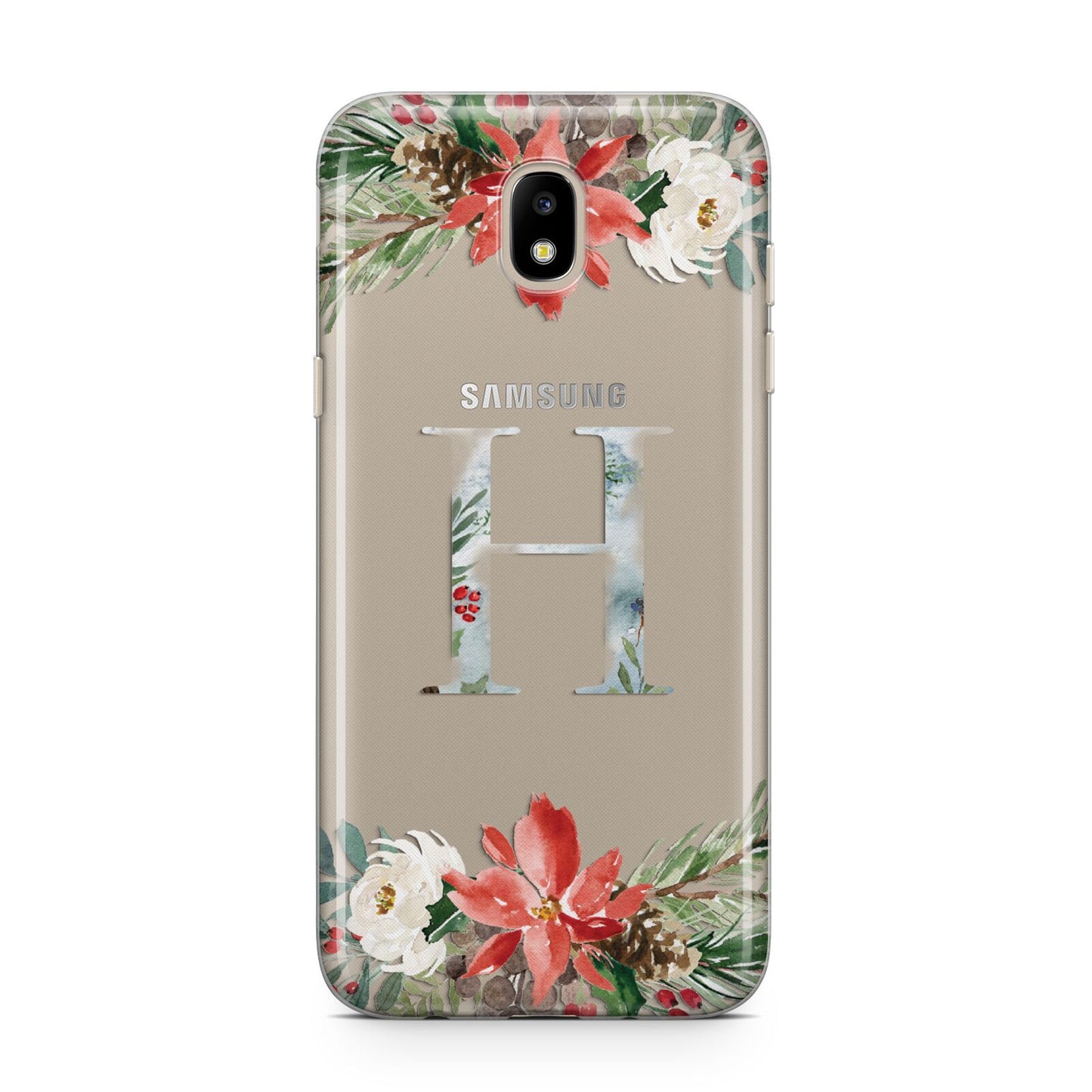 Personalised Winter Monogram Clear Floral Samsung J5 2017 Case
