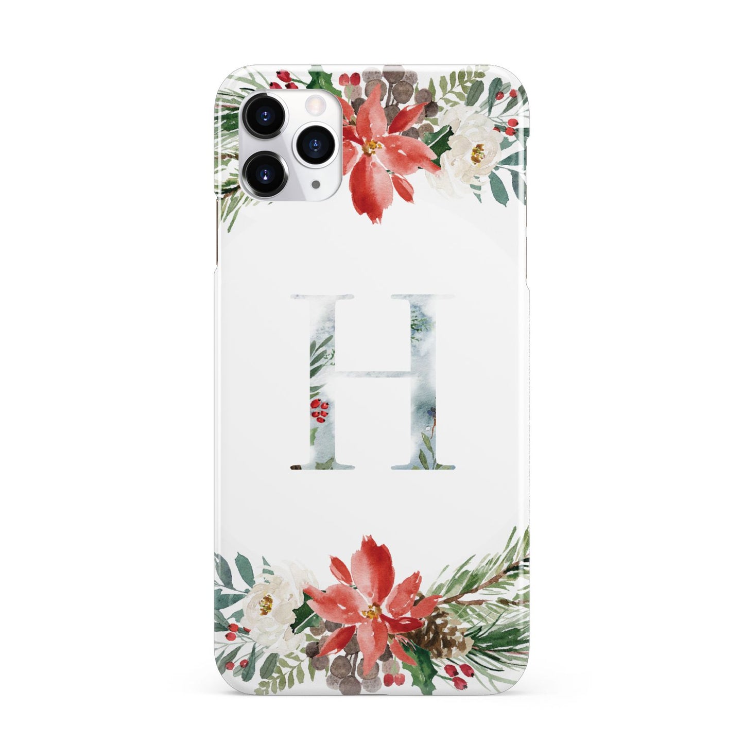 Personalised Winter Monogram Clear Floral iPhone 11 Pro Max 3D Snap Case