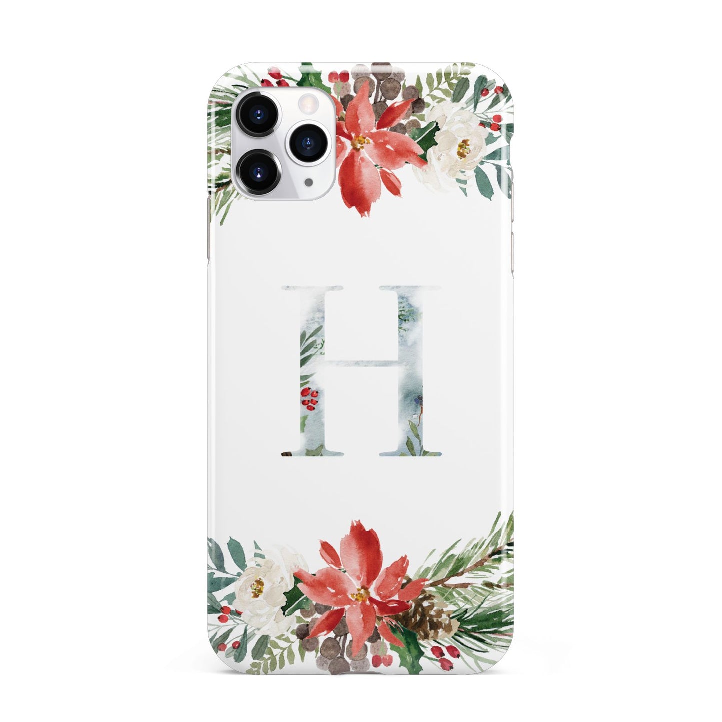 Personalised Winter Monogram Clear Floral iPhone 11 Pro Max 3D Tough Case