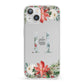 Personalised Winter Monogram Clear Floral iPhone 13 Clear Bumper Case