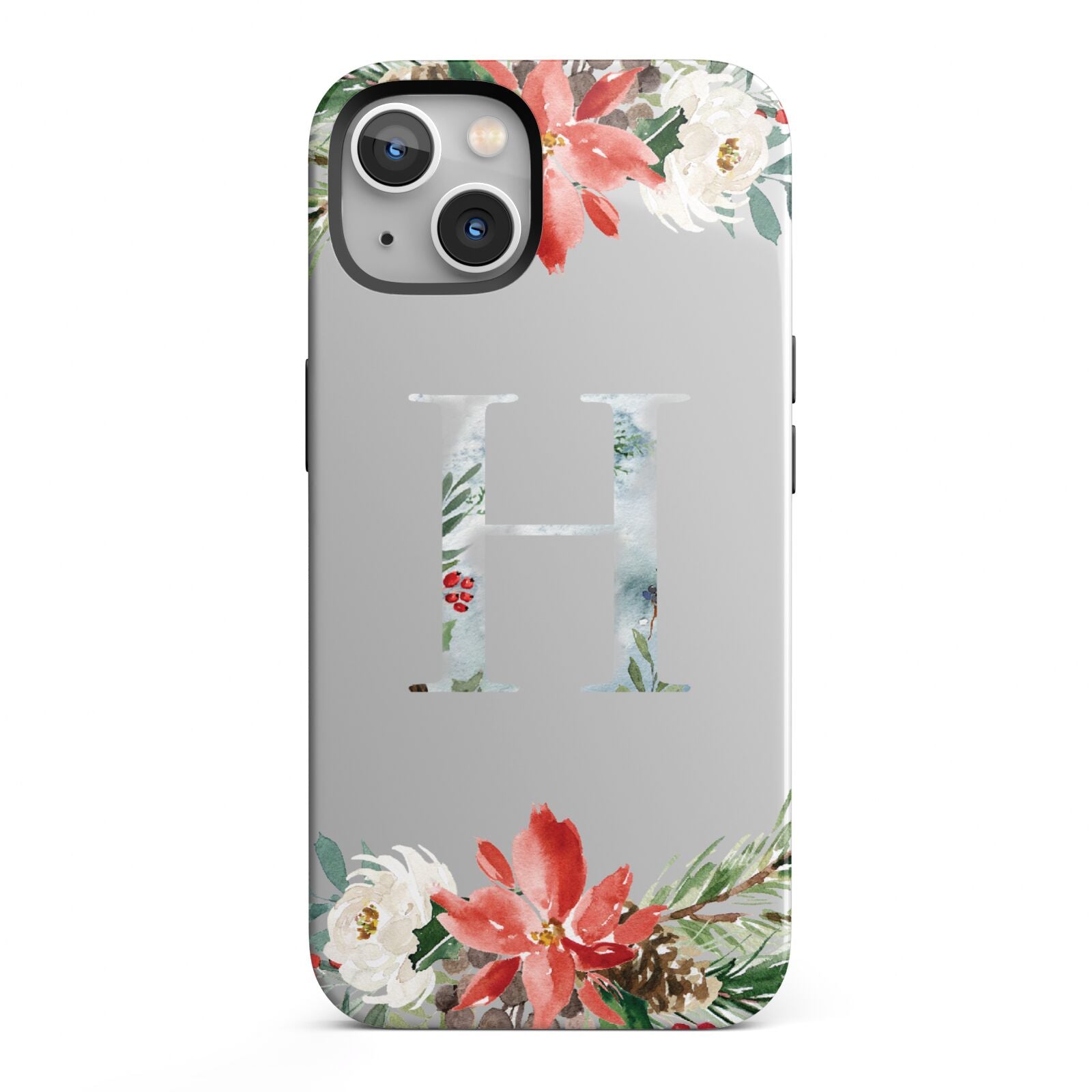 Personalised Winter Monogram Clear Floral iPhone 13 Full Wrap 3D Tough Case