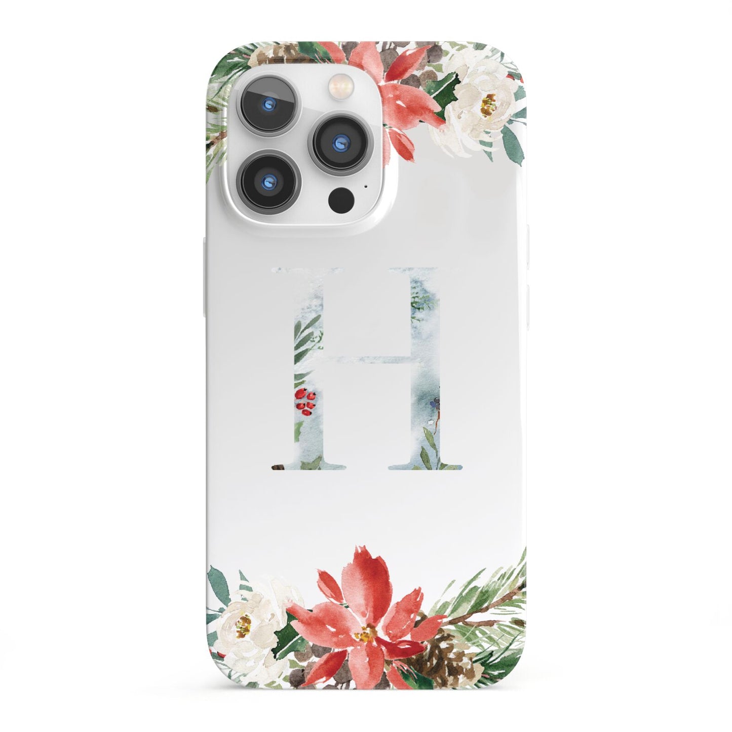 Personalised Winter Monogram Clear Floral iPhone 13 Pro Full Wrap 3D Snap Case