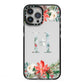 Personalised Winter Monogram Clear Floral iPhone 13 Pro Max Black Impact Case on Silver phone