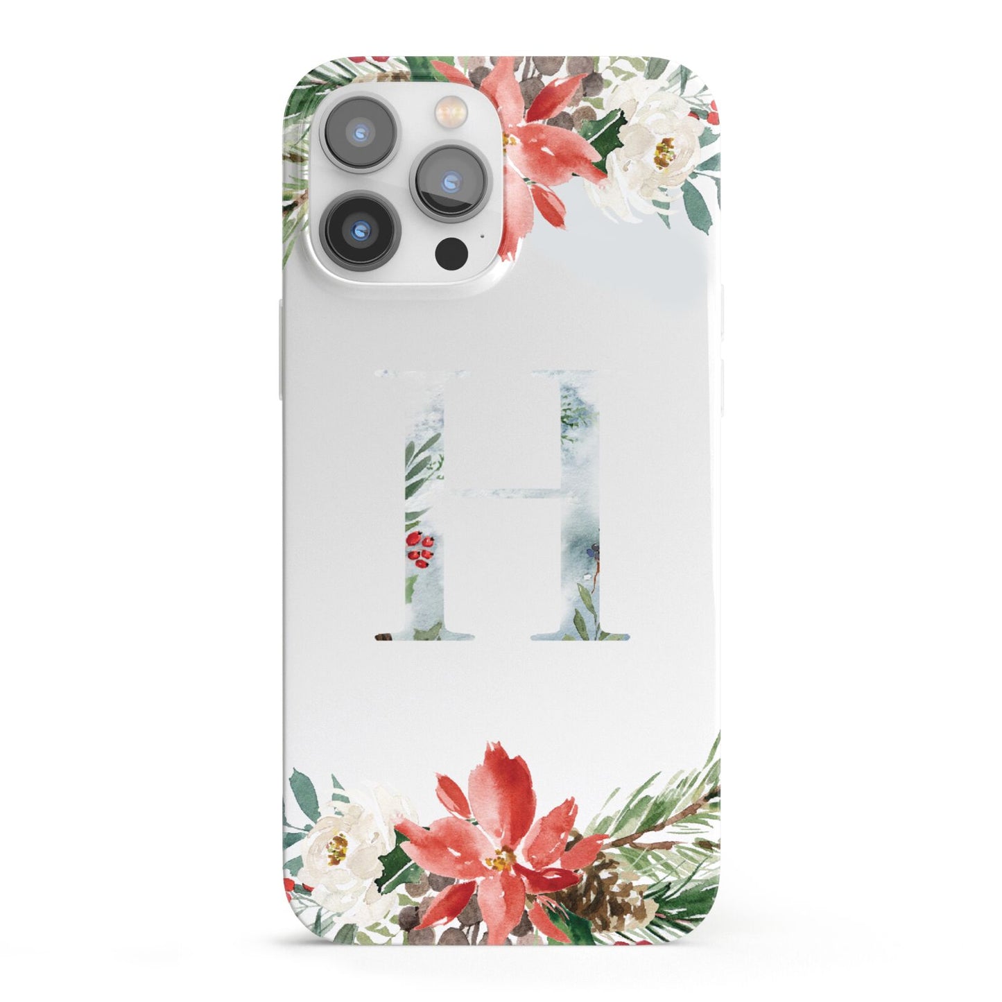 Personalised Winter Monogram Clear Floral iPhone 13 Pro Max Full Wrap 3D Snap Case